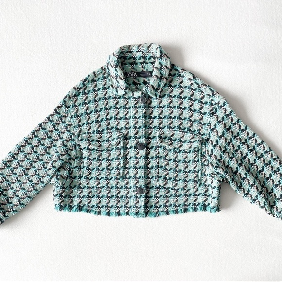 ZARA Crop Tweed Shacket - Picture 9 of 12